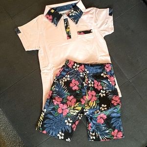 Kids floral matching set, new 5t